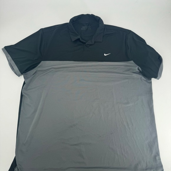 Nike Golf Dri-FIT Polo Shirt Mens XXL Black Gray Short Sleeve - Picture 1 of 2